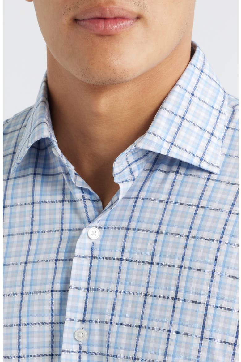 Crown Lite Shadow Check Performance Twill Button-Up Shirt, Alternate, color, COTTAGE BLUE