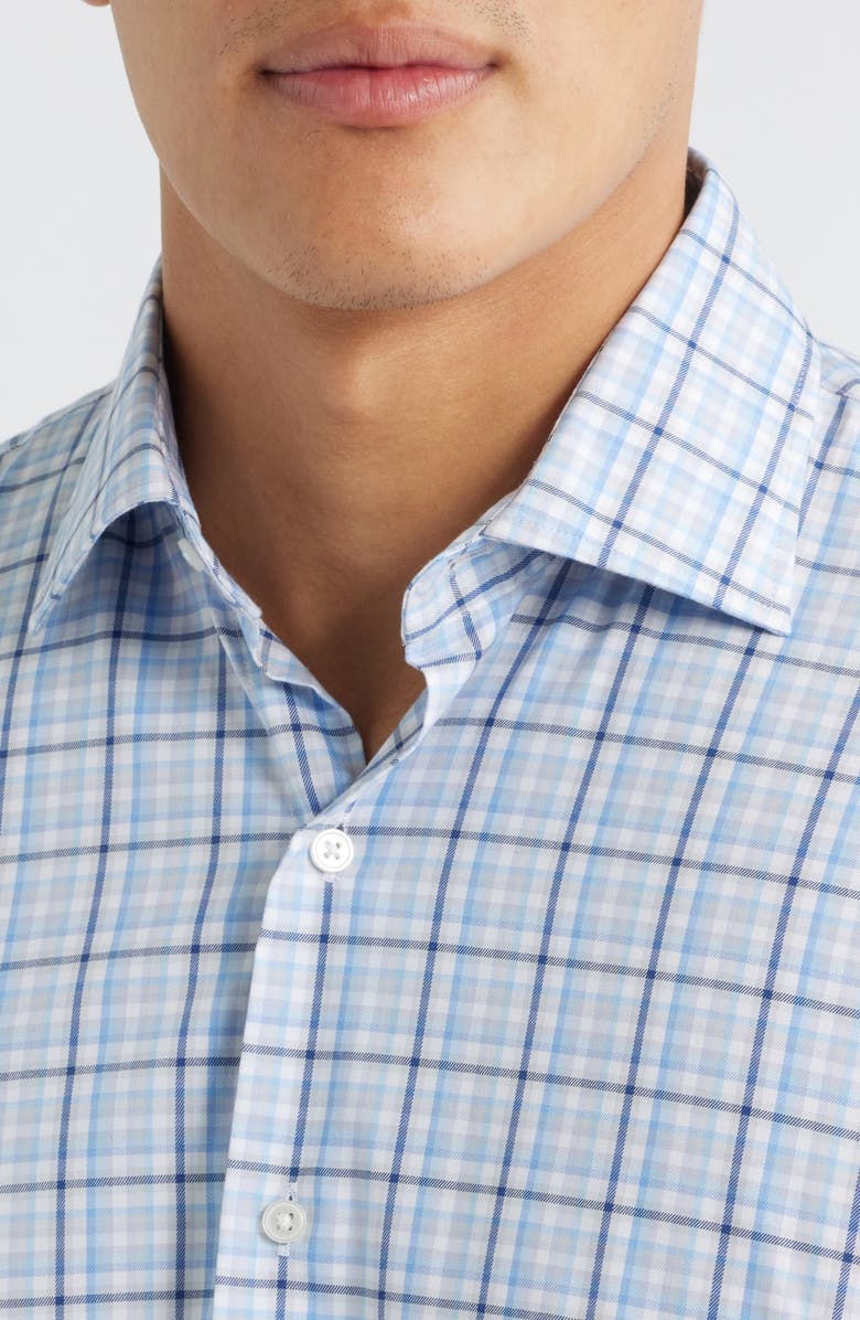Peter Millar Crown Lite Shadow Check Performance Twill Button-Up Shirt, Alternate, color, Cottage Blue