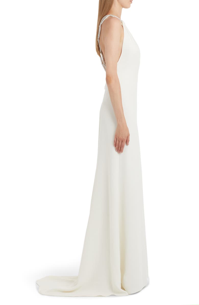Valentino Garavani Crystal Strap Plunge Neck Silk Gown, Alternate, color,