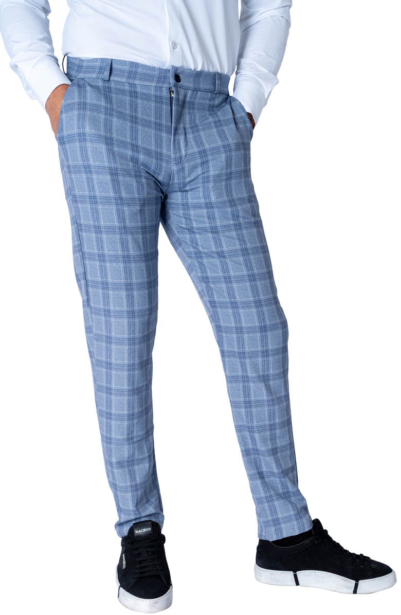 Maceoo Plaid Slim Fit Pants, Alternate, color, Grey