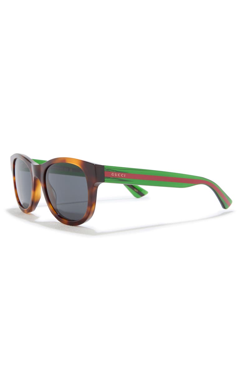 Gucci 52mm Square Sunglasses, Alternate, color, Havana Green Grey
