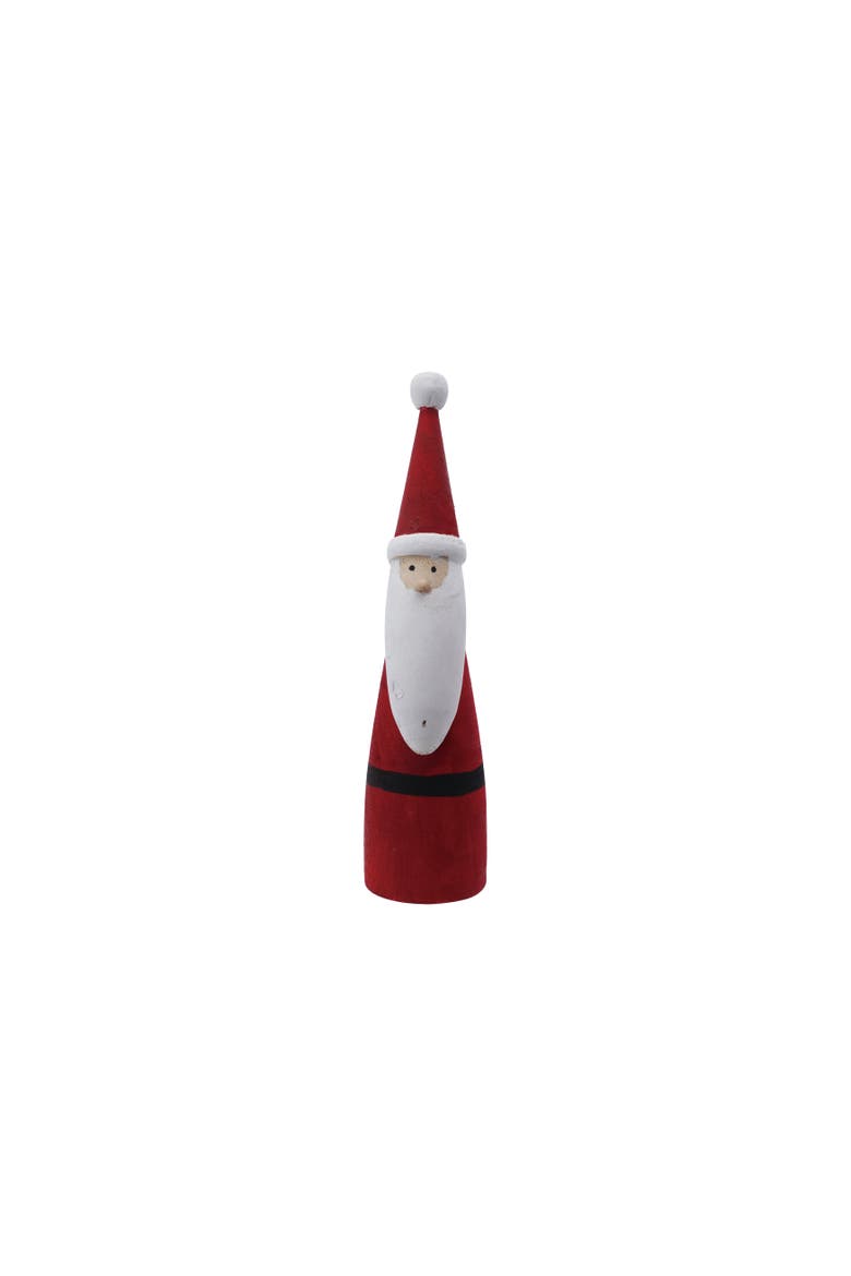 Diameter Paulownia Wood Santa Decor, Red and White, Main, color, Red