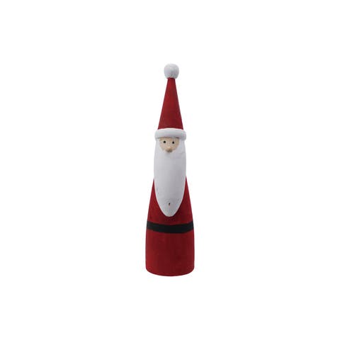 Diameter Paulownia Wood Santa Decor, Red and White