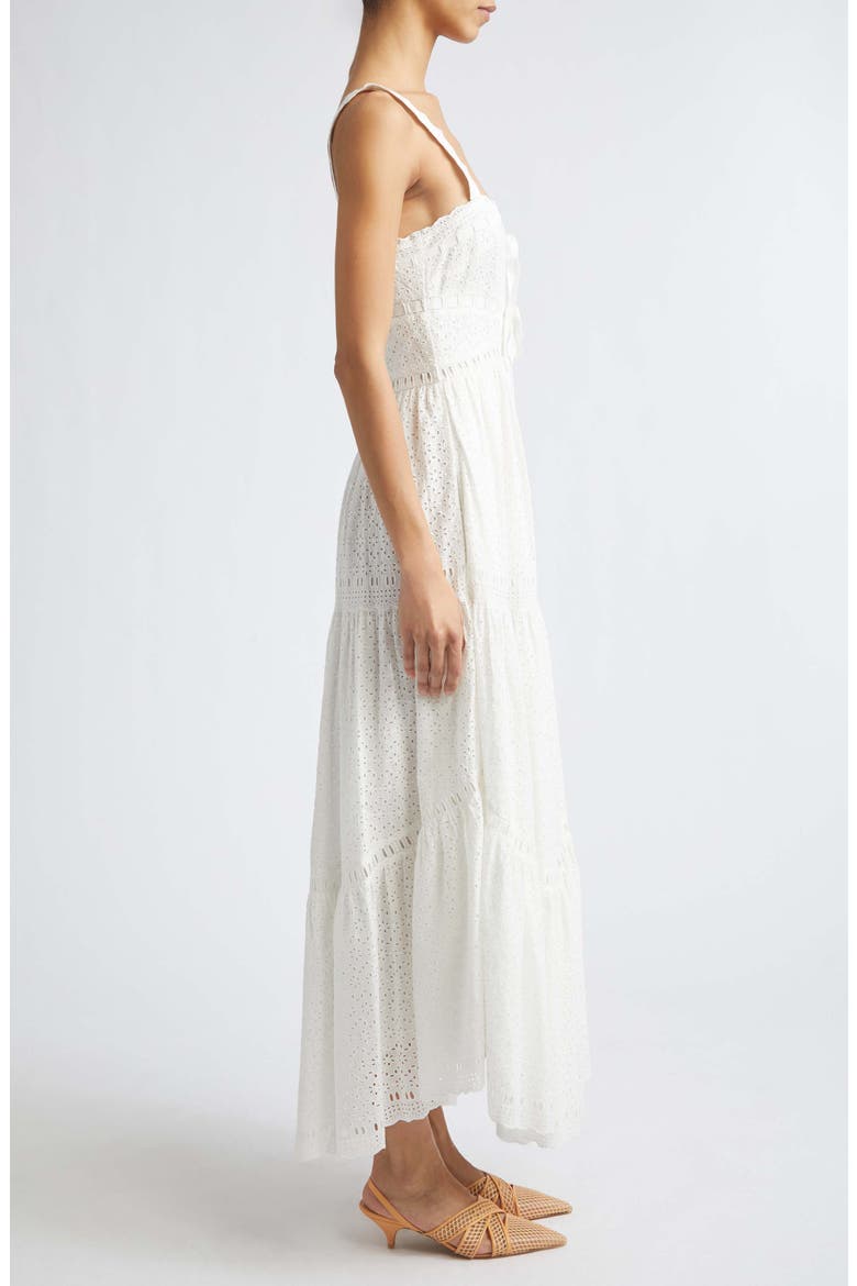 Constance Eyelet Sleeveless Cotton Maxi Dress, Alternate, color, PRISTINE