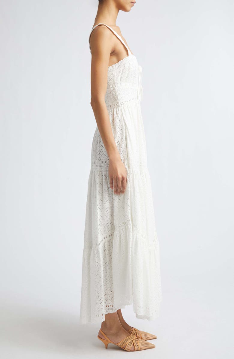Ulla Johnson Constance Eyelet Sleeveless Cotton Maxi Dress, Alternate, color, Pristine