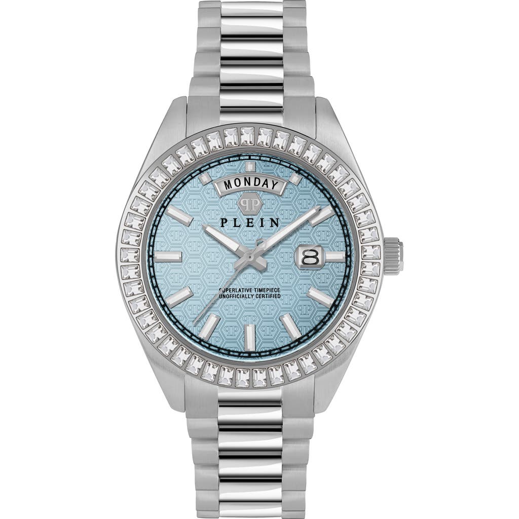 Philipp Plein Date Superlative Crystal Watch In Stainless Steel