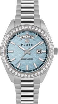 PHILIPP PLEIN Date Superlative Crystal Bezel Bracelet Watch, 42mm