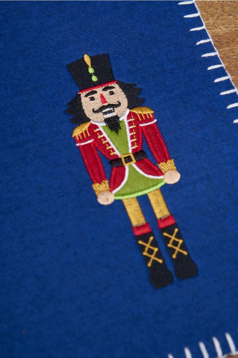 Christmas Solid Blue Nutcracker Felt Rectangle Set of 6 Placemats 12" x 18", Alternate, color, Blue