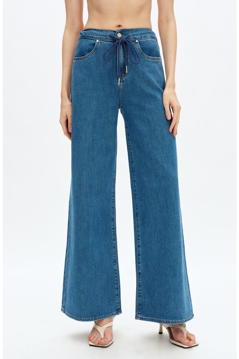Zephyrine Drawstring High Waist Wide Leg Jeans, Main, color, MEDIUM BLUE