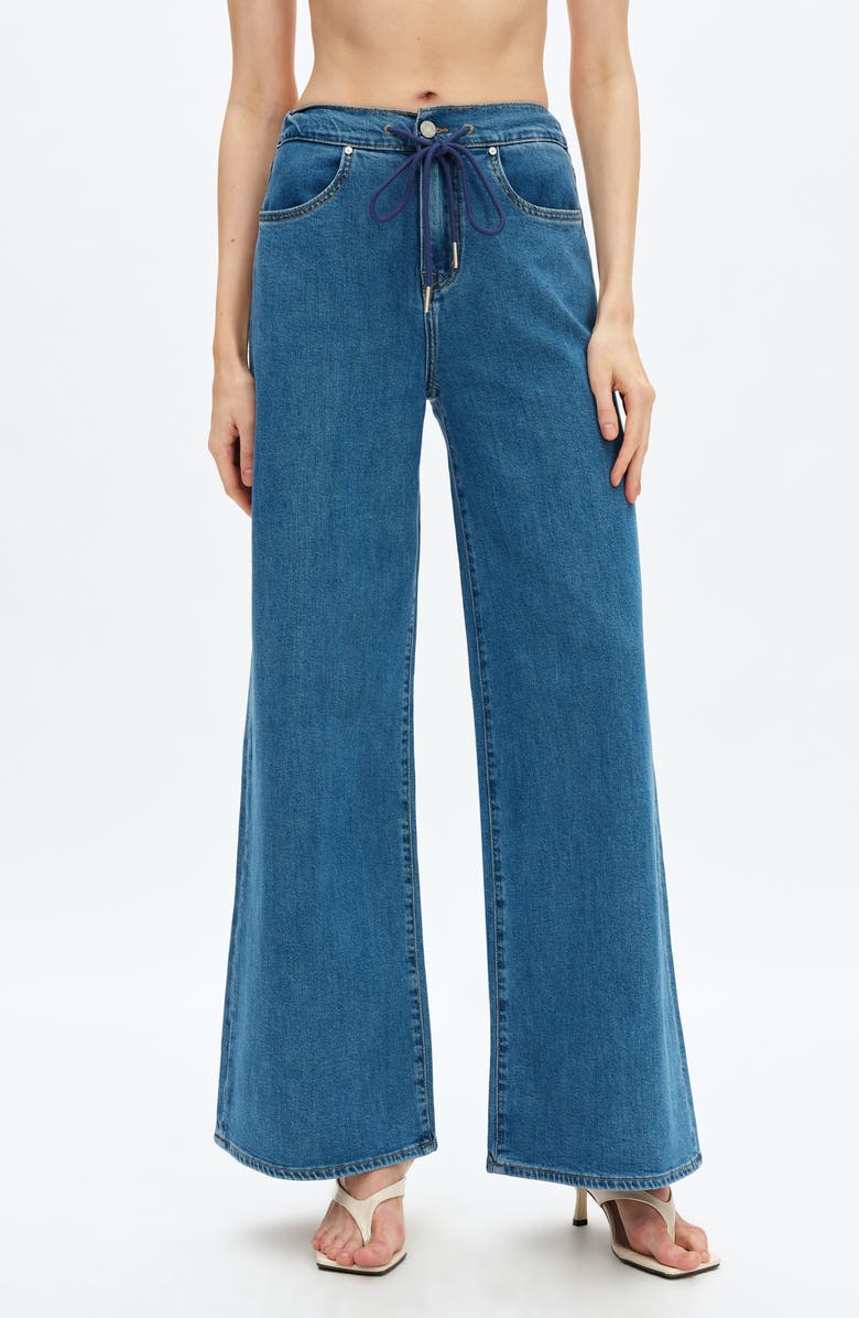Bayeas Zephyrine Drawstring High Waist Wide Leg Jeans, Main, color, Medium Blue