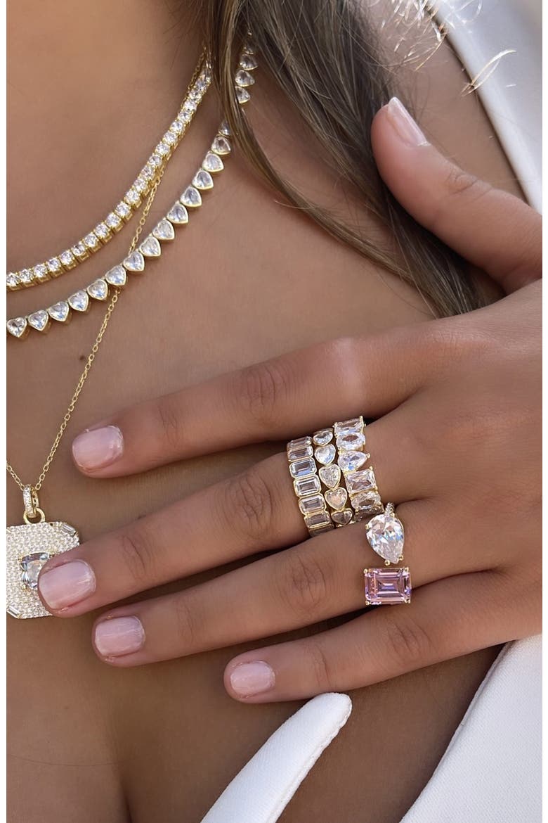 Heart Cubic Zirconia Eternity Band, Alternate, color, GOLD