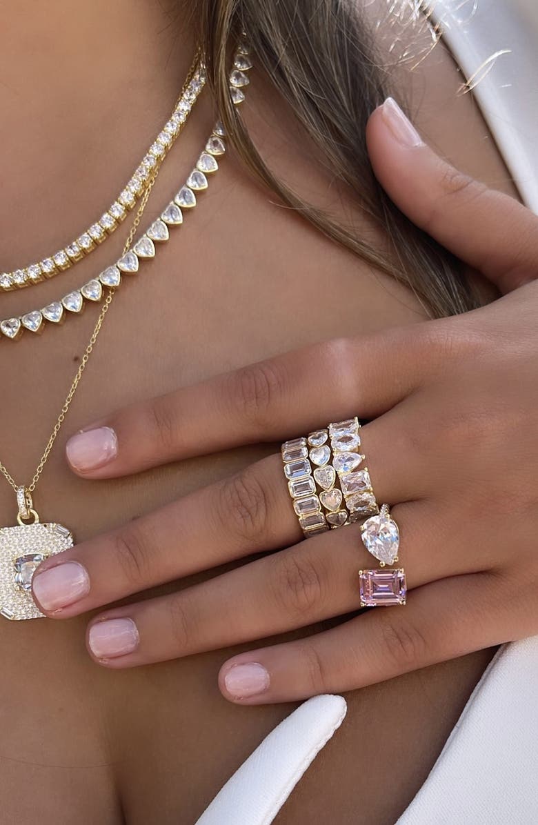 SHYMI Heart Cubic Zirconia Eternity Band, Alternate, color, Silver