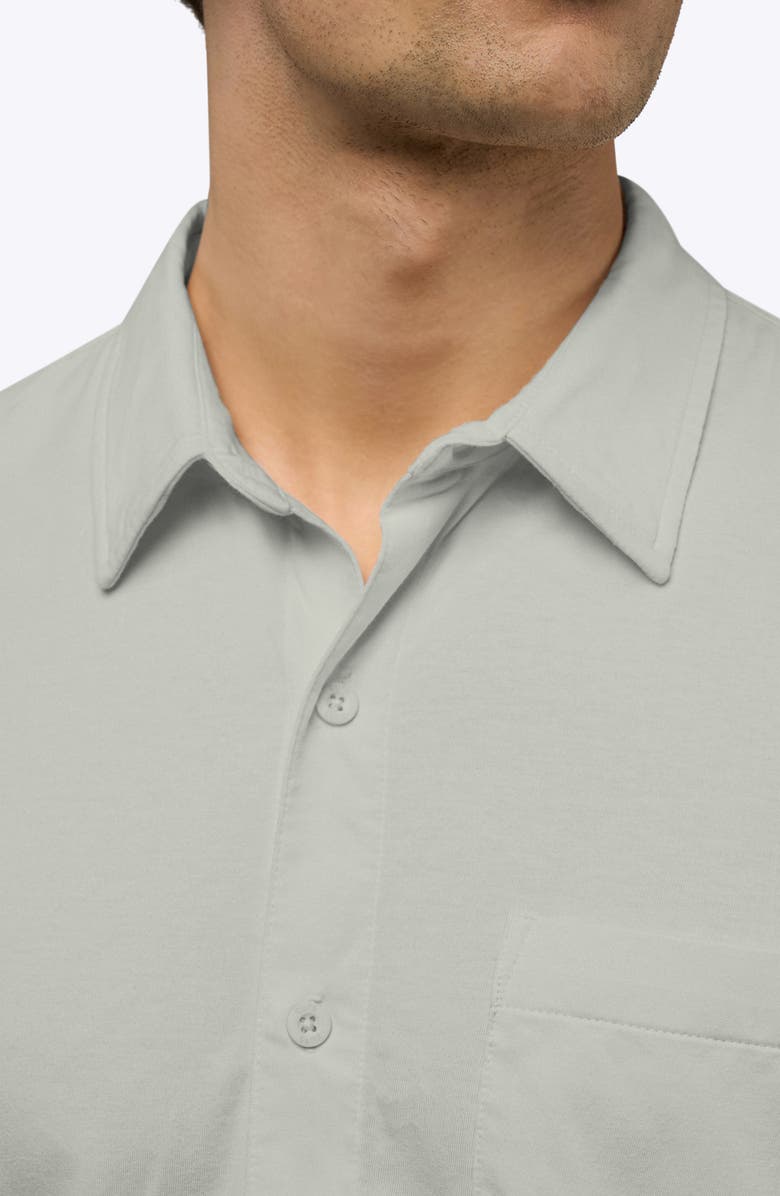 Cuts AO Curved Hem Short Sleeve Button-Up Shirt, Alternate, color, Mourning Dove