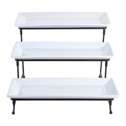 Gracious Dining Serving Set w/ Plates & Metal Stand