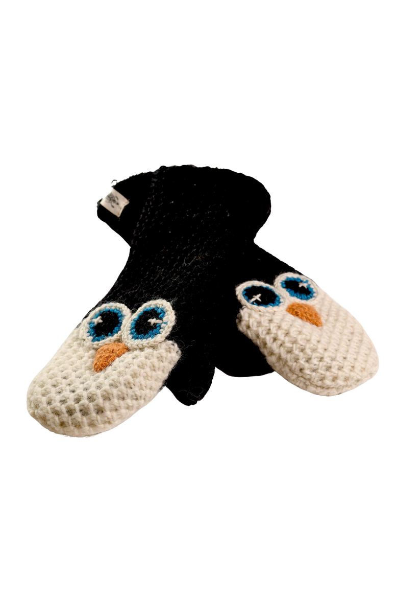 Crochet Penguin Mittens, Alternate, color, White