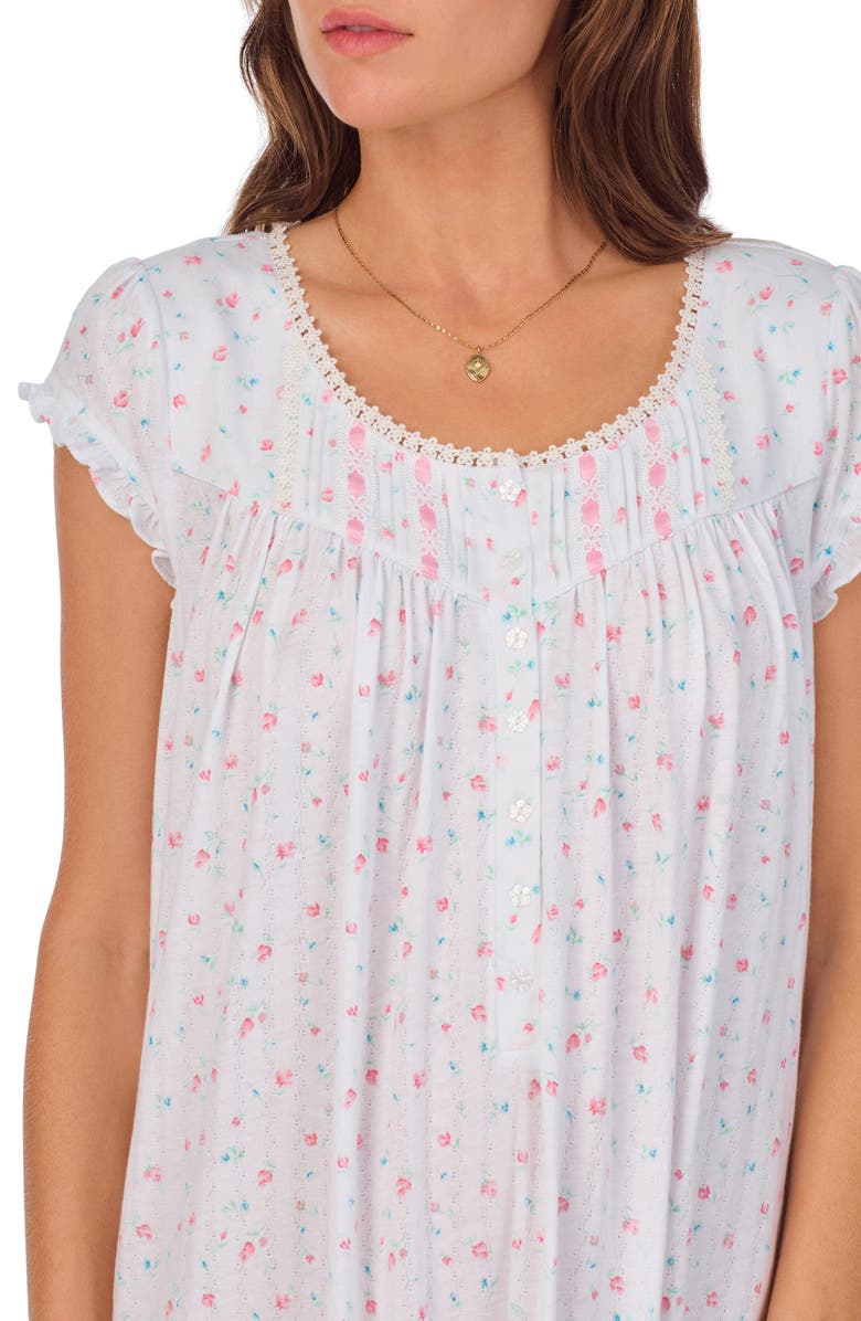 Eileen West Waltz Floral Cap Sleeve Cotton Nightgown, Alternate, color, 