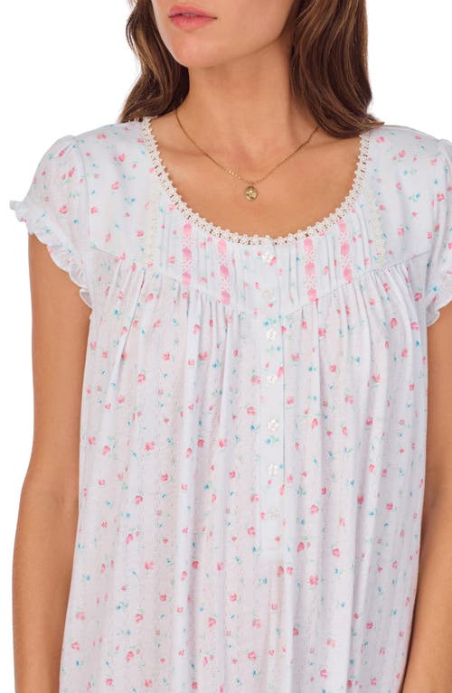 Shop Eileen West Waltz Floral Cap Sleeve Cotton Nightgown In Rose Bud Print