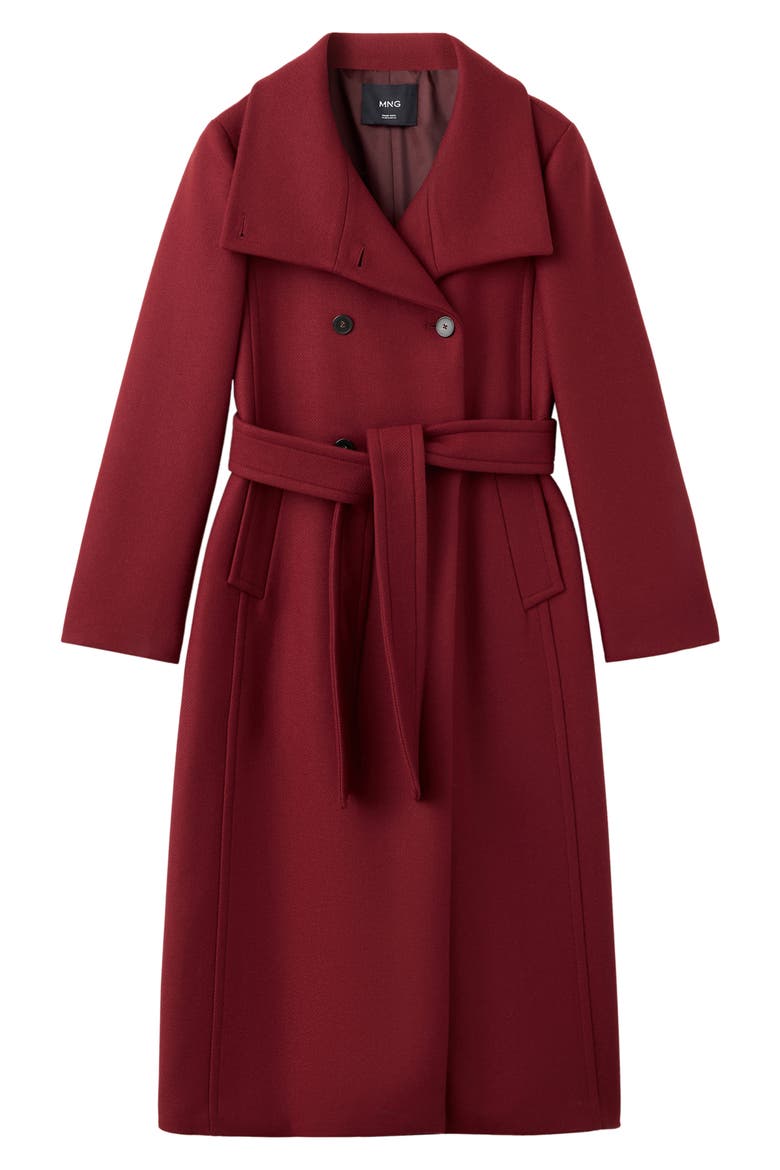 Sirenita Belted Wool Blend Coat, Main, color, RED