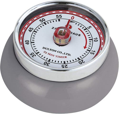 Zassenhaus Magnetic Retro 60 Minute Kitchen Timer, 2.75-inch In Cool Gray