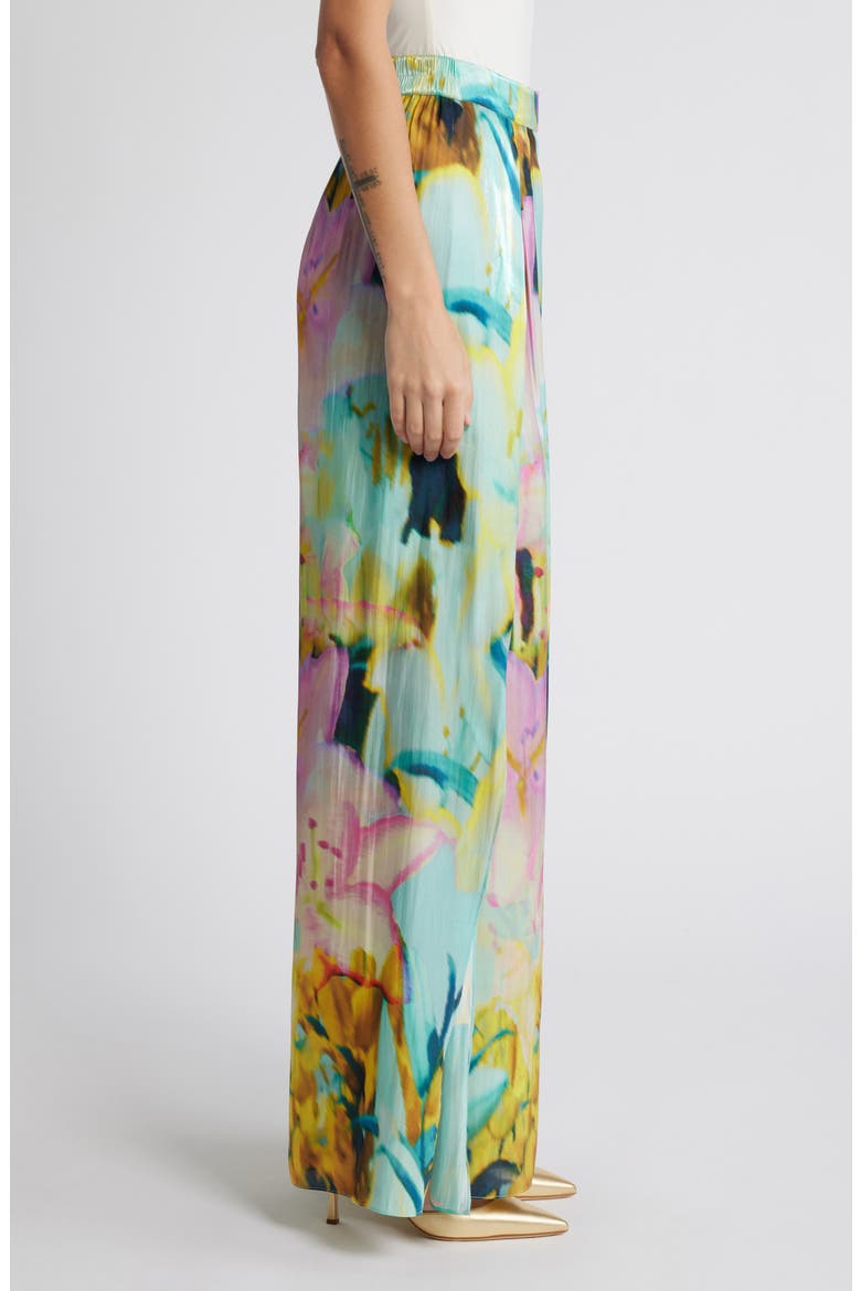 Loretta Floral Wide Leg Satin Pants, Alternate, color, CAPRI MULTI