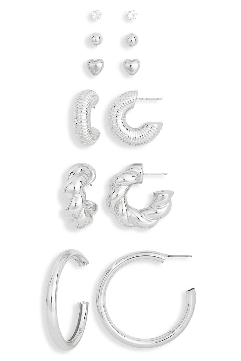 Assorted 6-Pack Earrings, Main, color, SILVER