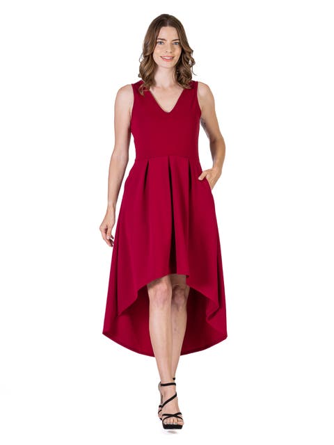 Sleeveless Fit N Flare High Low Dress