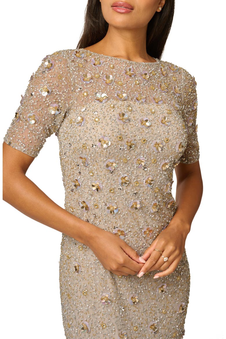 Beaded Evening Gown, Alternate, color, PLATINUM