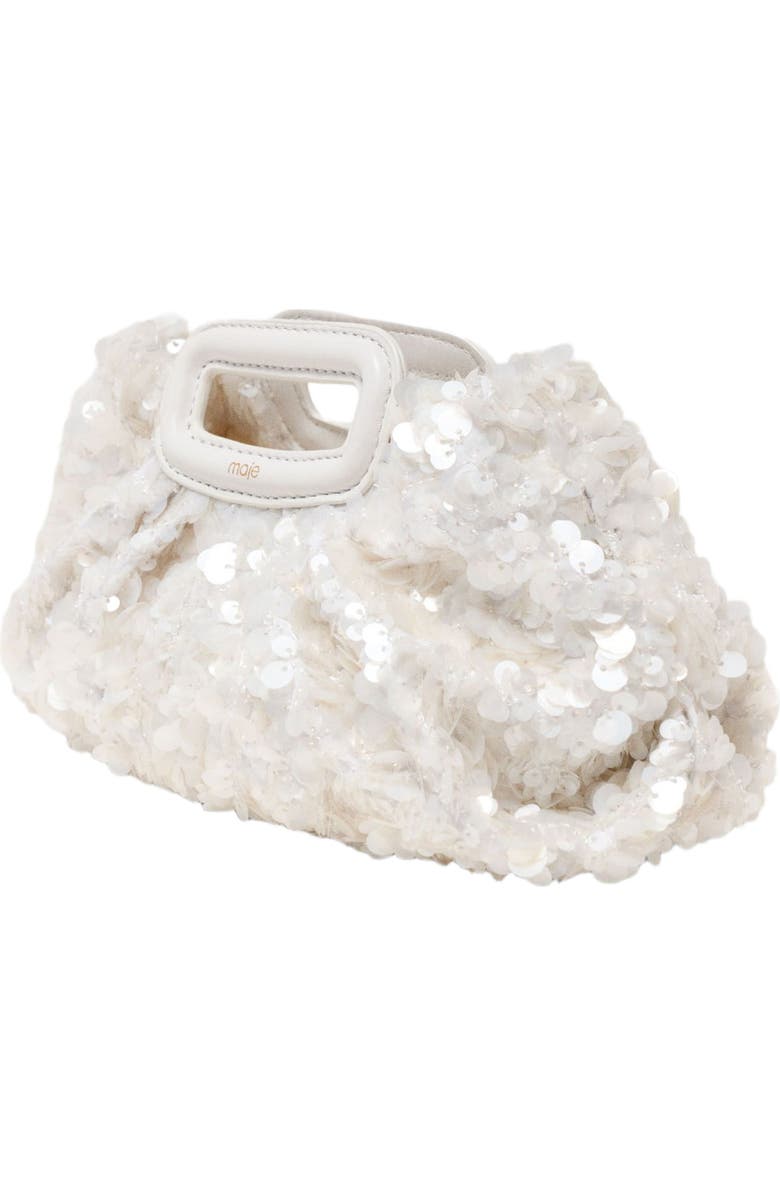 maje Sequins Milpli mini Clutch, Alternate, color, White