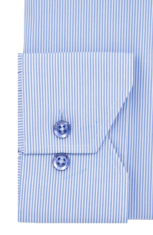 Lorenzo Uomo Trim Fit Thin Vertical Stripe Cotton Oxford Dress Shirt In Light Blue