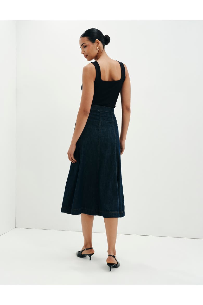 Dana Denim Midi Skirt, Alternate, color, Indigo