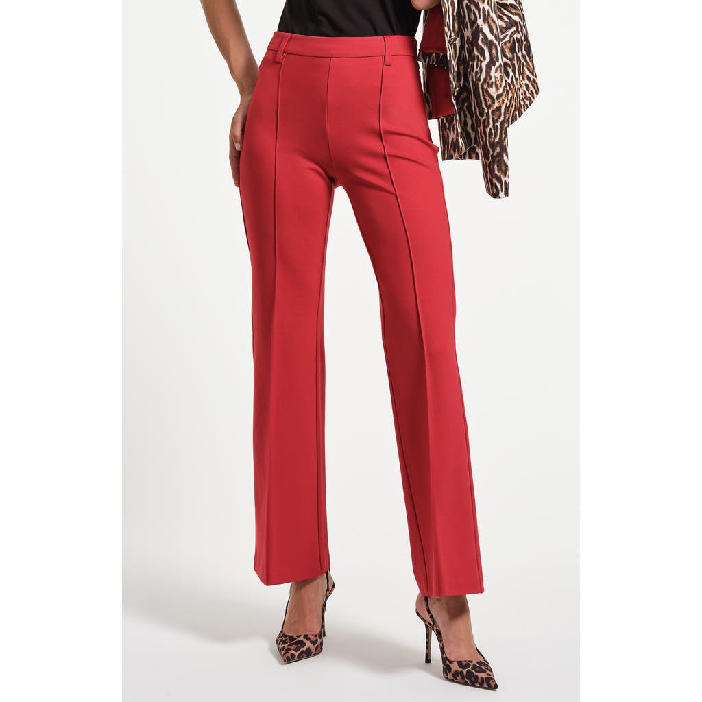 Isaac Mizrahi New York Flare Ponte Pants In Red