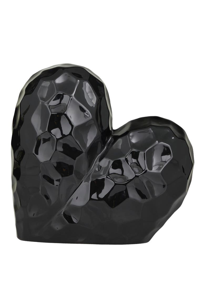 Black Porcelain Heart Sculpture, Main, color, BLACK