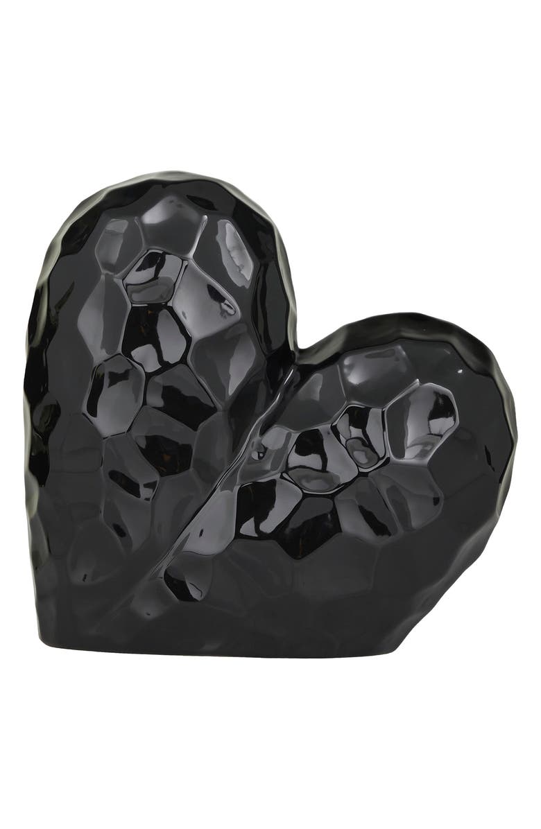 VIVIAN LUNE HOME Black Porcelain Heart Sculpture, Main, color, Black