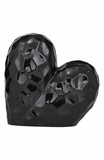 VIVIAN LUNE HOME Black Porcelain Heart Sculpture