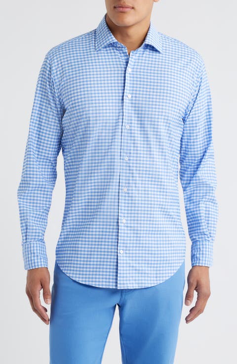 Fairbanks Ombré Check Performance Twill Button-Up Shirt