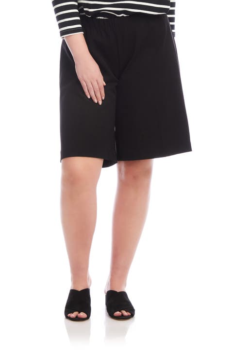 High Waist Stretch Twill Shorts (Plus)