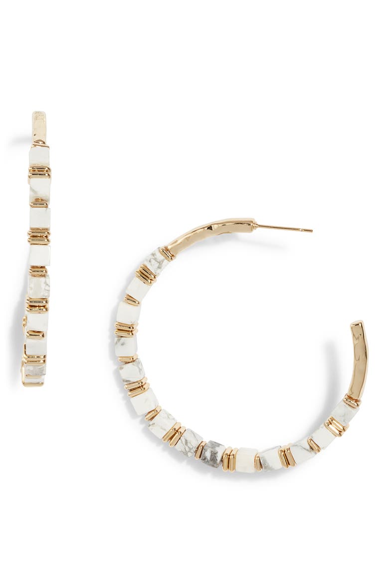 Ember Hoop Earrings, Main, color, WHITE HOWLITE