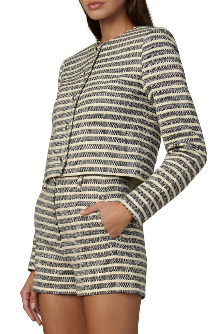 The Talia Stripe Crop Jacket, Alternate, color, MIDNIGHT/ ECRU STRIPE