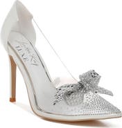 LONDON RAG Erika Crystal Embellished Bow Clear & Metallic Pump