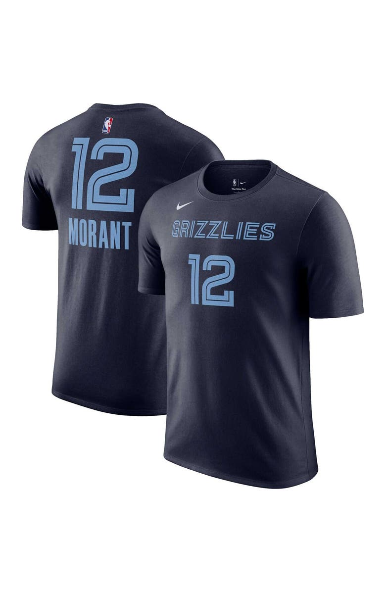 Nike Men's Nike Ja Morant Navy Memphis Grizzlies Icon 2022/23 Name & Number T-Shirt, Alternate, color, Navy