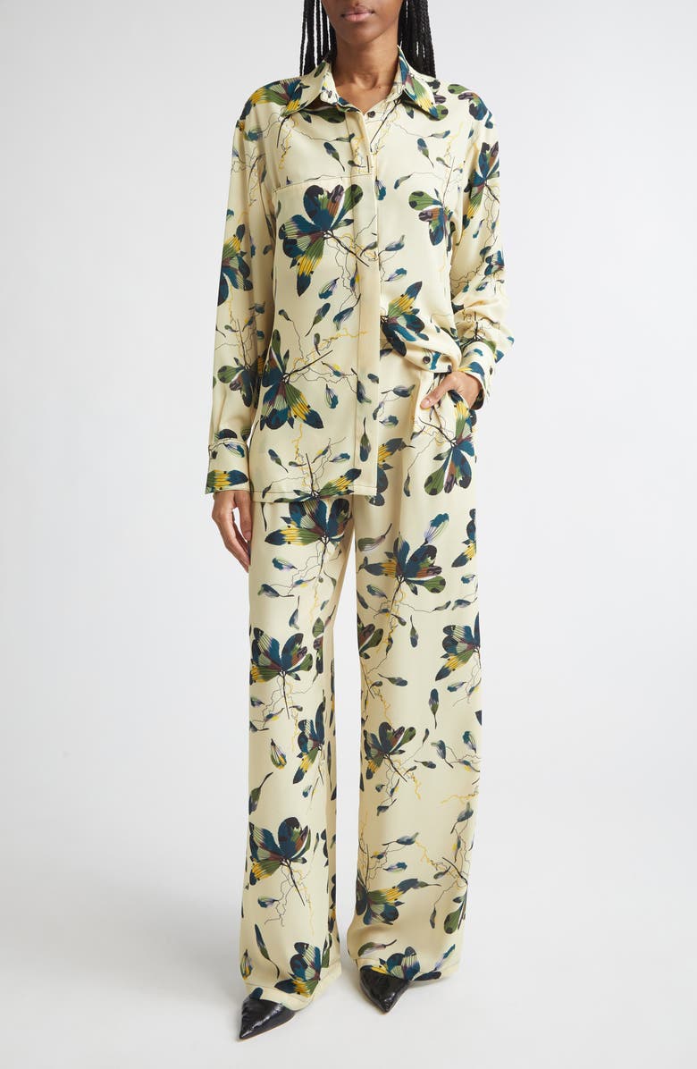 ISRAELLA KOBLA Azara Button-Up Crepe Shirt, Alternate, color, Bls Print