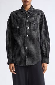 Undercover Check Wool Blend Button Up Shirt