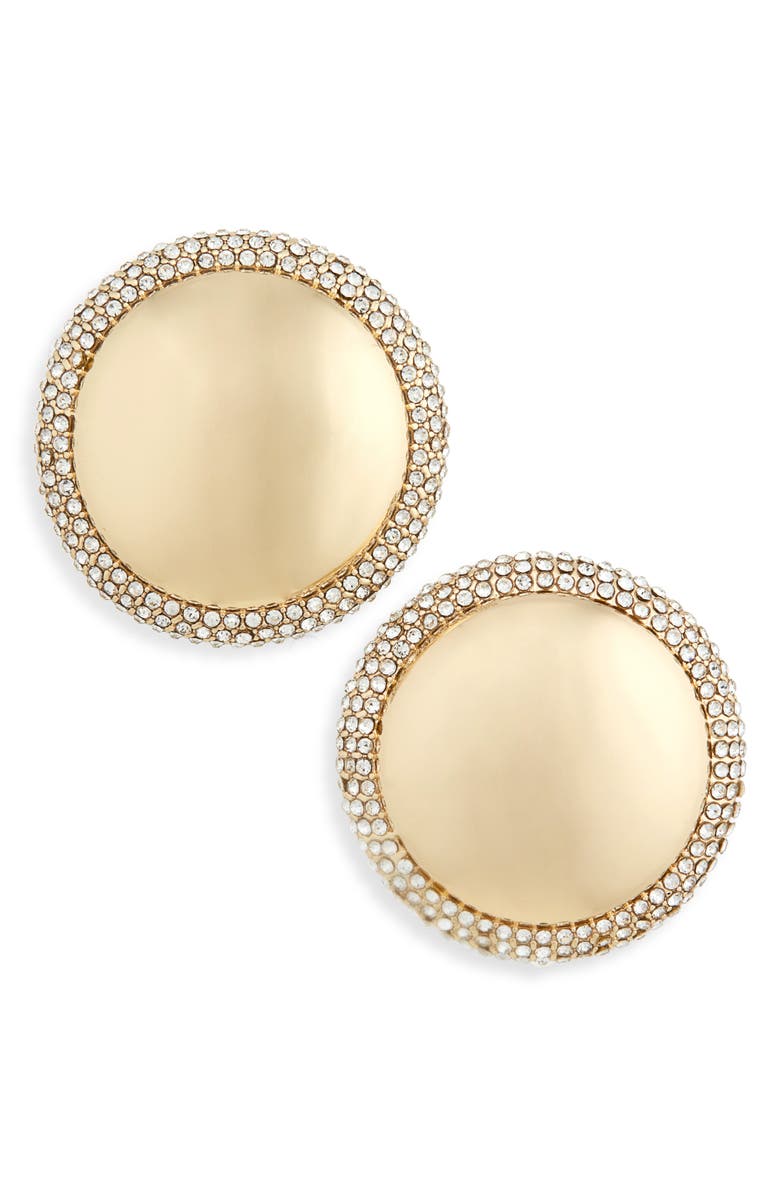 BaubleBar Pamela Circle Statement Earrings, Main, color, Clear/Gold