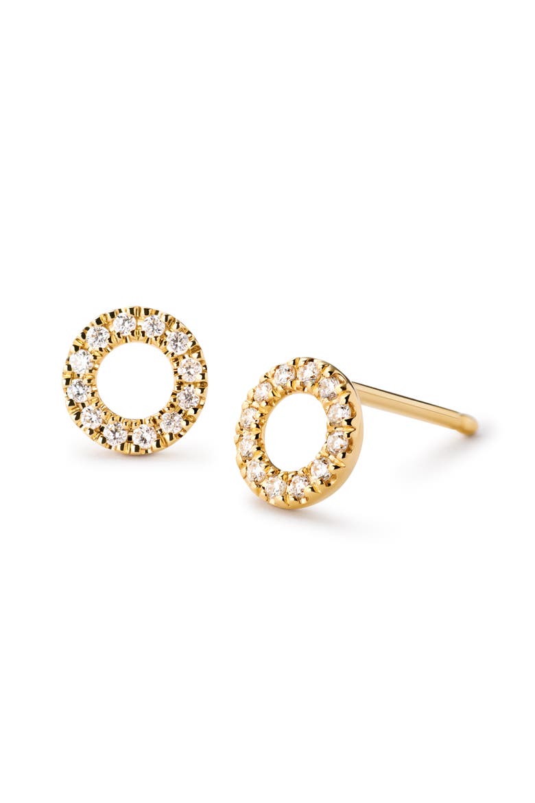 Solid Yellow Gold - Diamond Circle Studs, Alternate, color, Gold