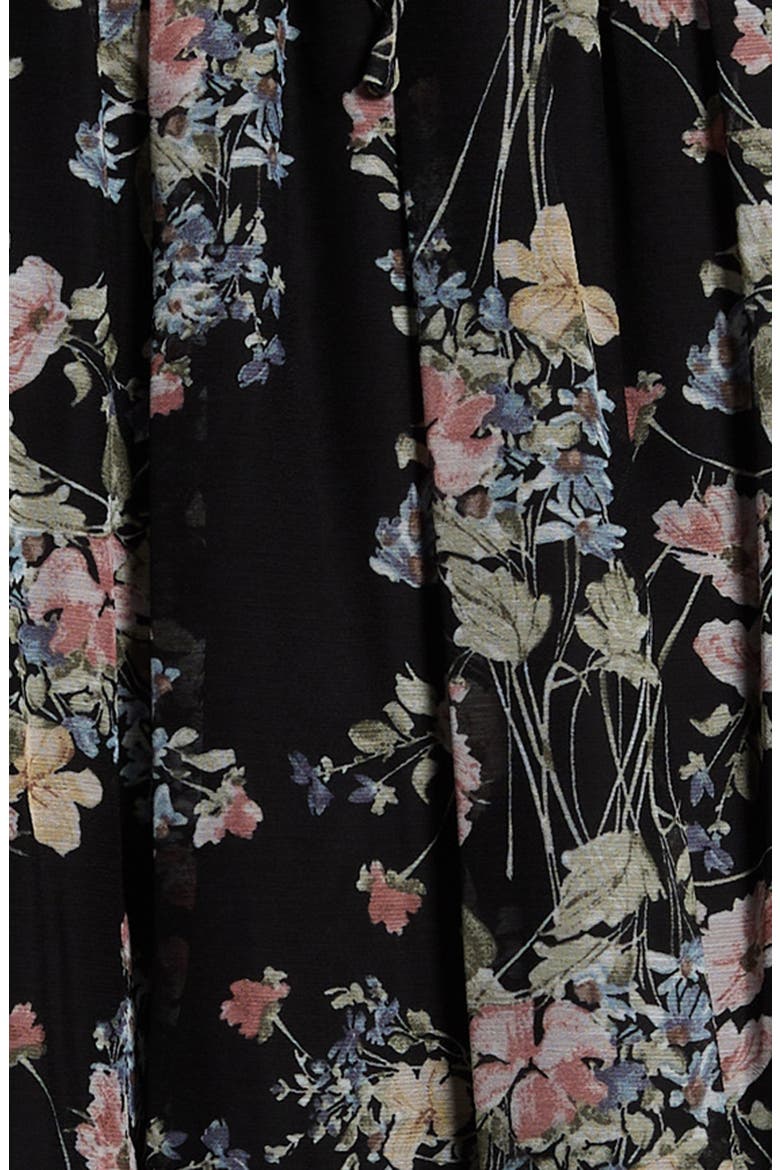 Kids' Floral Ruffle Strap Maxi Dress, Alternate, color, BLACK