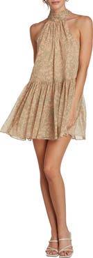 matty m. Iris Leaf Halter Minidress