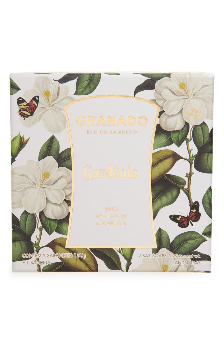 GRANADO Gardênia Bar Soap 
Glass Tray Set, Main, color, 