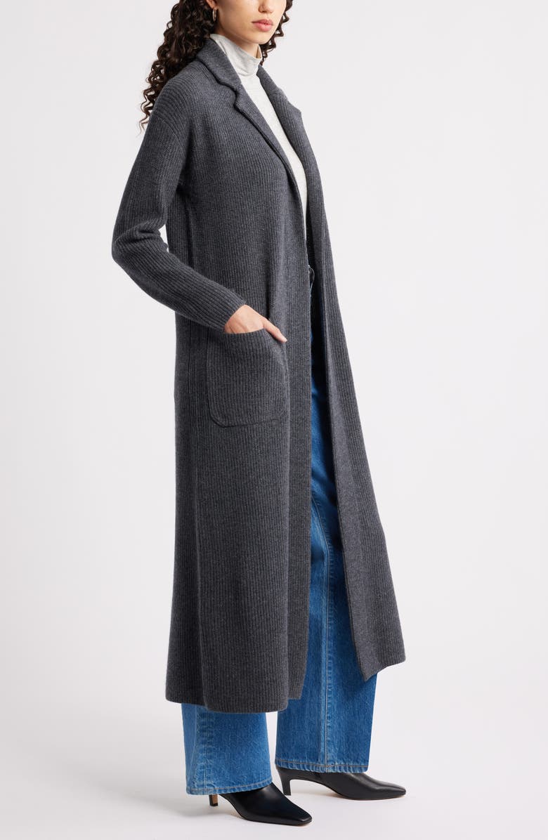 Nordstrom Wool & Cashmere Longline Cardigan, Alternate, color, Grey Dark Charcoal Heather