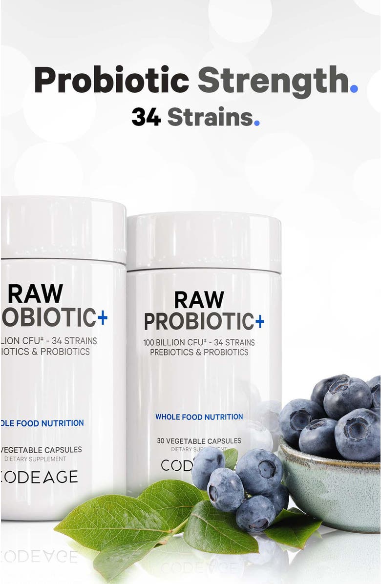 Codeage Raw Probiotic+ 100 Billion CFU Supplement, Alternate, color, White