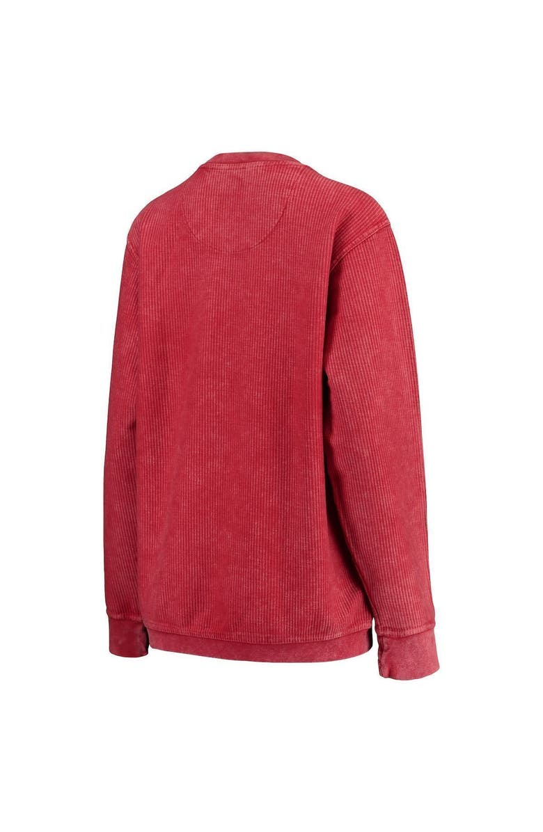 PRESSBOX Women's Pressbox Red Maryland Terrapins Comfy Cord Vintage Wash Basic Arch Pullover Sweatshirt, Alternate, color, Red